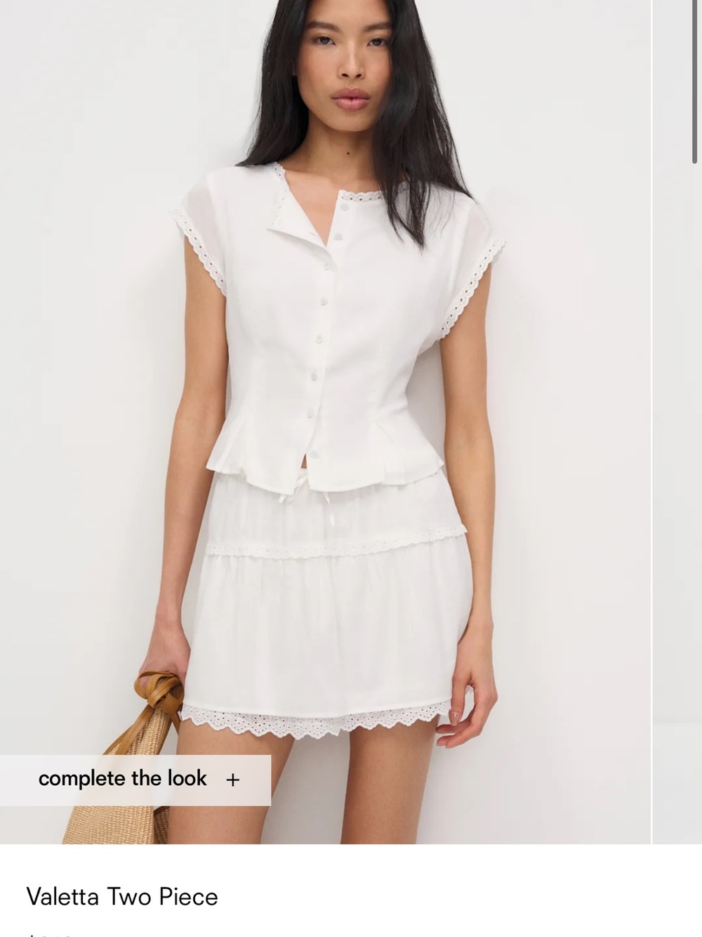 Reformation Valetta White Mini Skirt